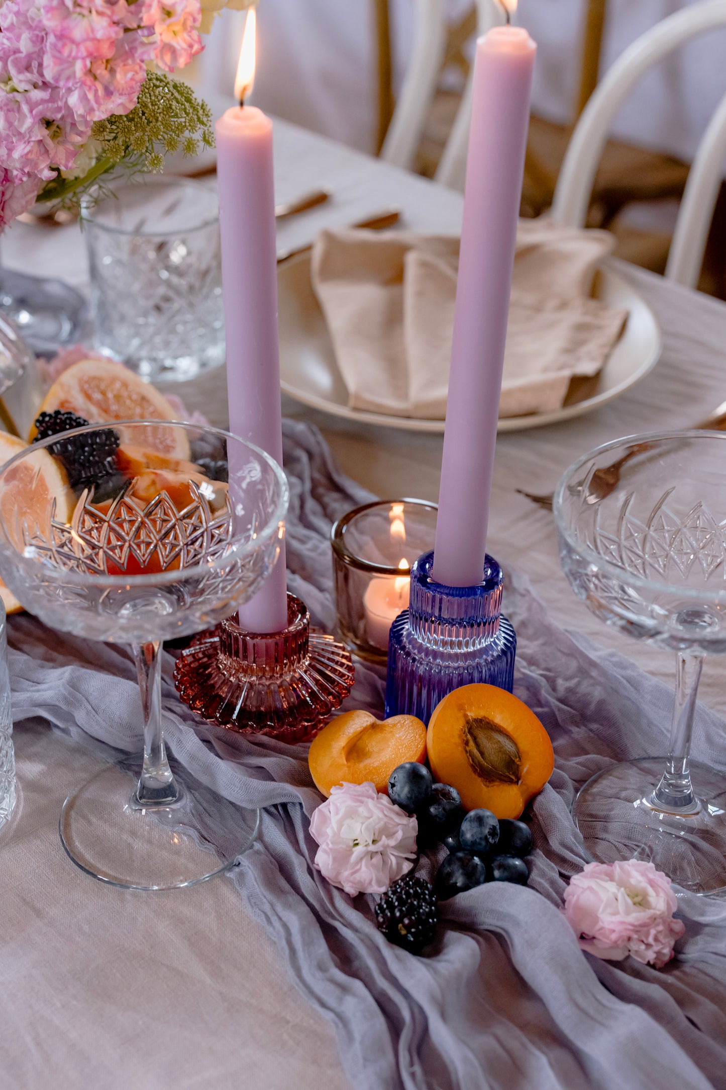 25cm Dinner Candle - Amethyst - Pack of 4